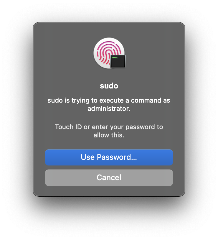 mac terminal sudo touch id